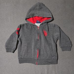 U.S. Polo Assn. Charcoal and Crimson Kids Hoodie